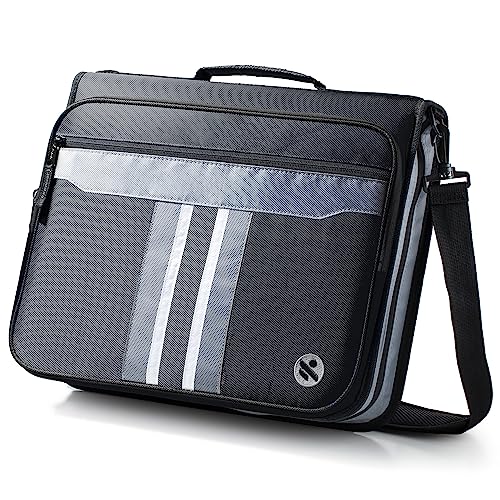 Kinbashi 2-Inch 3 Rings Zipper Binder, Holds 15-Inch Laptop, Handle and Shoulder Strap Included, Black
