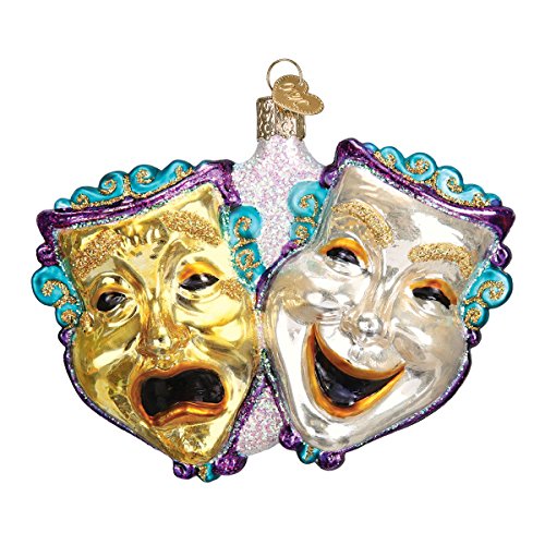 Old World Christmas Ornaments:Comedy and Tragedy Glass Blown Ornaments for Christmas Tree, Comedy and Tragedy