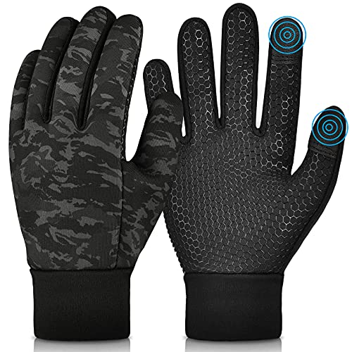 OOPOR Kids Winter Warm Gloves with Grip - Boys Girls Thermal Fleece Running Cycling Gloves Touch Screen Cold Weather Soft Anti Slip Mittens for Sport Ski Snow Bike Hiking 10-12 Years