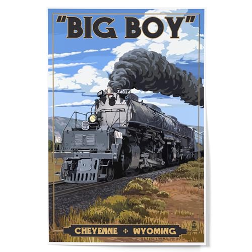 Lantern Press 12x18 Inch Art Print Wall Decor, Cheyenne, Wyoming, Big Boy Steam Engine 4014