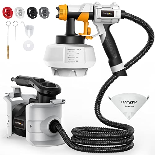 Paint Sprayer - BATAVIA 700W Power Electric Spray Paint Gun, 1200ML, 4 Nozzles, 3 Patterns, Paint Gun for House Painting, Home Interior and Exterior, BSG0180