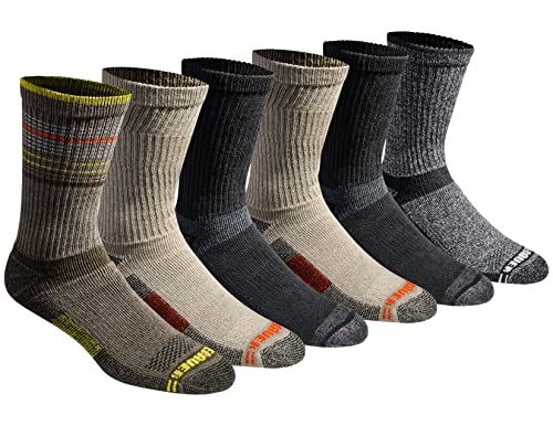Eddie Bauer Men's Socks Dura Dri Moisture Control Crew Multipack, Olive Assorted (6 Pairs), Large
