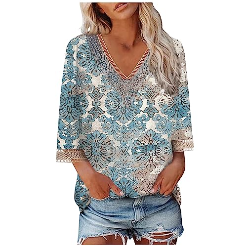 Womens Clothing Summer 2023,Short Sleeve Lace Top Cotton Button Up Shirts for Women Womens Blouse 3/4 Sleeve Tshirts Shirts for Women Graphic Vintage Mesh Crop Top Long Sleeve(4-Light Blue,3X-Large)