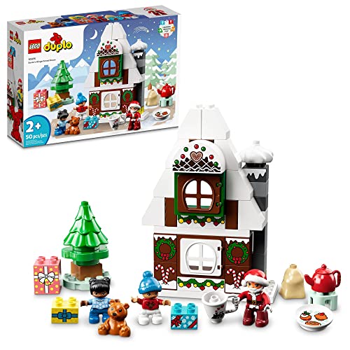 LEGO DUPLO Santa's Gingerbread House 10976 Gift Idea for Kids, Building Toy with Santa Claus Figure and Christmas Tree, Stocking Stuffer Gift Idea for Toddlers, Girls and Boys Ages 2 and Up