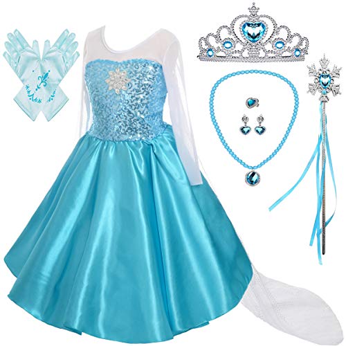 Lito Angels Little Girls Princess Dress Up Costumes Snow Queen Dress Halloween Christmas Costume with Accessories Size 6