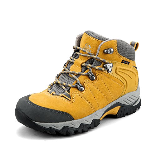 Clorts Women’s Hiking Camping Boots Waterproof Breathable High-Traction Grip Backpacking Hiker Shoes HKM-822F US 9 Yellow