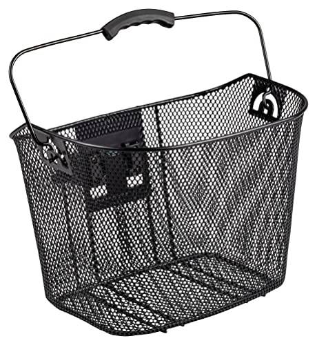 Schwinn Bike Wire Basket, Easy Quick Release Handlebar Mount, Weatherproof, Fits Most Adult Bikes, Bicycle Accessories, Medium, Black
