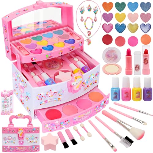 Toys for Girls,Washable Real Kids-Makeup-Kit-for-Girl,Toddler-Toys for 3 4 5 6 7 8 9 10 11 12 Year Old Girls,Christmas Birthday Unicorns-Gifts-for-Girls,Makeup-for-Kids-Toys,Princess-Dresses-for-Girls