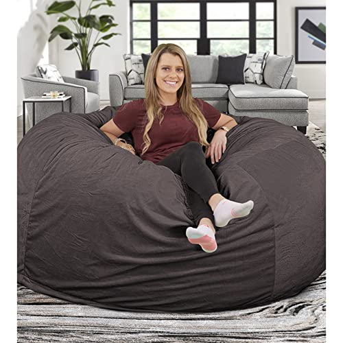 ULTIMATE SACK Bean Bag Chairs in Multiple Sizes and Colors: Giant Foam-Filled Furniture - Machine Washable Covers, Double Stitched Seams, Durable Inner Liner. (6000, Grey Suede)