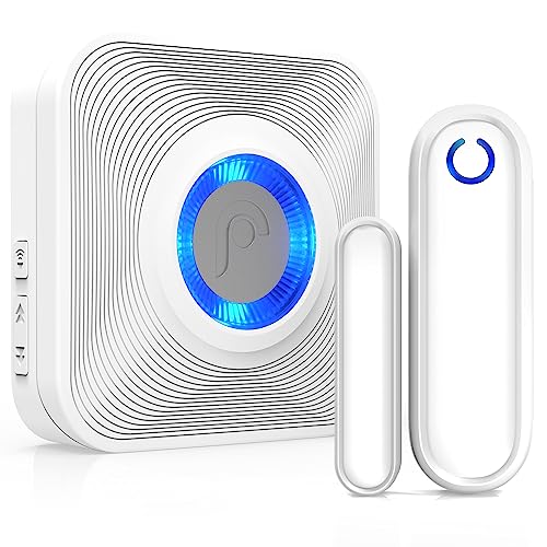Fosmon WaveLink Wireless Door Chime with 500 Feet Range, 58 Tunes, 5 Volume Levels & LED Indicators for Home/Business/Office (1 Receiver + 1 Sensor)