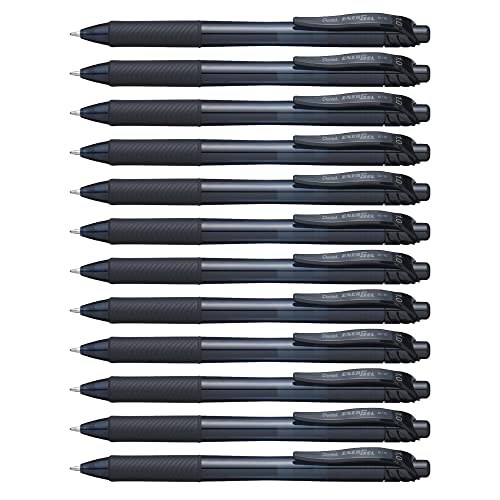 Pentel EnerGel-X Retractable Liquid Gel Pen (1.0mm) Metal Tip, Black Ink, Box of 12 (BL110-A)