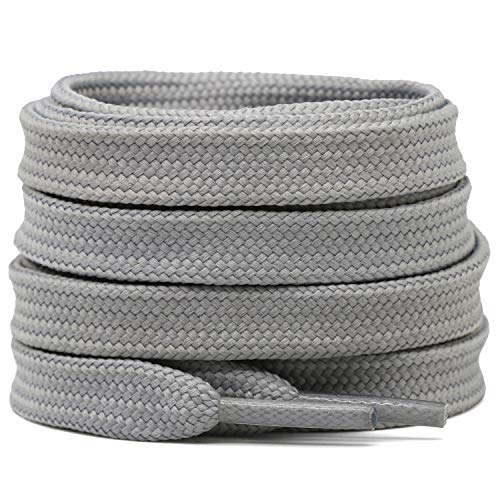 DELELE Solid Flat Shoelaces Hollow Thick Athletic Shoe Laces Strings Gray 2 Pair 32'