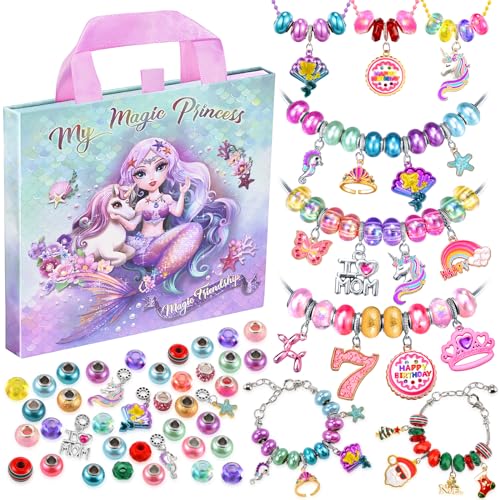 Charm Bracelet Making Kit & Unicorn/Mermaid Girl Toy- ideal Crafts for Ages 8-12 Girls who Inspire Imagination and Create Magic with Art Set and Jewelry Making Kit