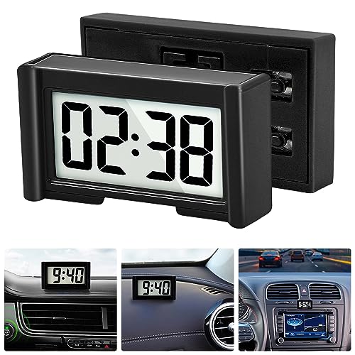 YOUNGFLY Mini Car Clock Auto Car Truck Dashboard Time Self-Adhesive Bracket Vehicle Electronic Digital Clock Small Dash Clock