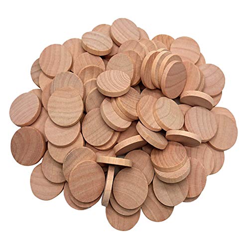 1 Inch Natural Wood Slices Unfinished Round Wood Coins for DIY Arts & Crafts Projects, 60 per Pack.