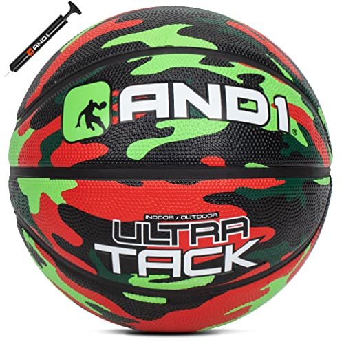 AND1 Ultra Grip Official Regulation Size 7 (29.5 inches) Rubber Deep Channel Construction Streetball, Made for Indoor Outdoor Basketball Games