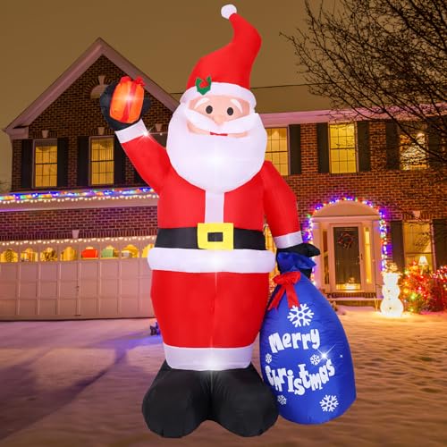 Lumiwind 8FT Christmas Inflatable Santa Claus Decoration, Blow Up Yard Decoration with Built-in LED Lights Xmas Party Indoor Outdoor/Outside Décor for Lawn Garden Holiday Party