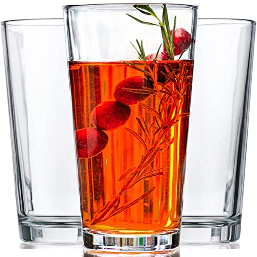 Le'raze Drinking Glasses - Goblets Glass Cups - Dishwasher Safe Cocktail Clear Heavy Base Tall Beer Glasses, Water Glasses, Bar Glass, Wine, Juice, Iced Tea