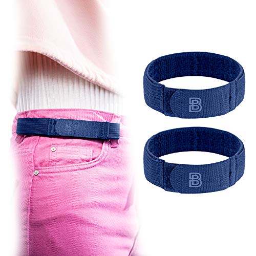 BeltBro Women's Blue 2-Small No Buckle Elastic Belt — Fits 1 Inch Belt Loops, Comfortable and Easy To Use