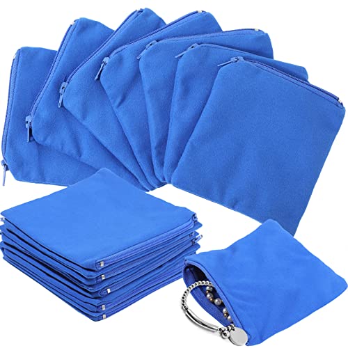 Geosar 24 Pcs Silver Storage Bags Anti Tarnish Jewelry Storage Bags Zippered Silver Keeper for Silverware Silver Jewelry, Blue (4 x 4 Inch)