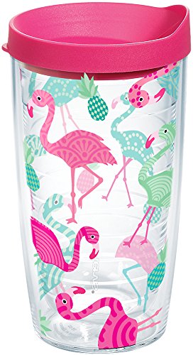 Tervis Flamingo Pattern Made in USA Double Walled Insulated Tumbler Travel Cup Keeps Drinks Cold & Hot, 16oz, Classic