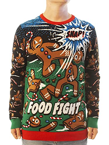 Ugly Christmas Party Unisex Ugly Christmas Sweater Food Fight-4XL Food Fight Black