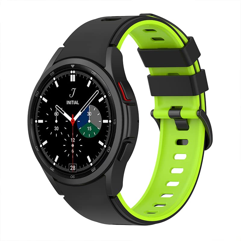 hellosy Compatible with Samsung Galaxy Watch 5 Band, Soft Silicone Sport Replacement Strap for Samsung Galaxy Watch 5 40/44/45mm Band and Samsung Galaxy Watch 4 40/42/44/46mm Band (Black Green)