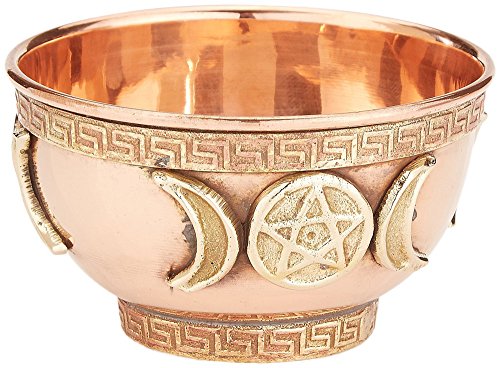 Copper Offering Bowl 3', Great for Altar use, Ritual use, Incense Burner, smudging Bowl, Decoration Bowl, offering Bowl - New Age Imports, Inc. (Triple Moon)