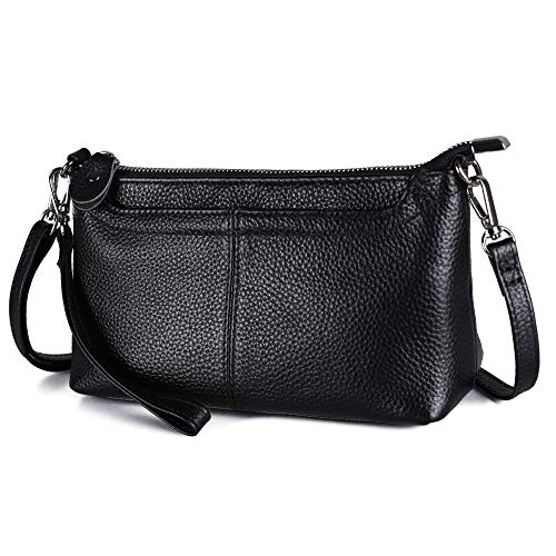 befen Women's Leather Wristlet Mini Crossbody Bag, Small Shoulder Bag Clutch Purse with Card Slots (Multi-Pocket Black)