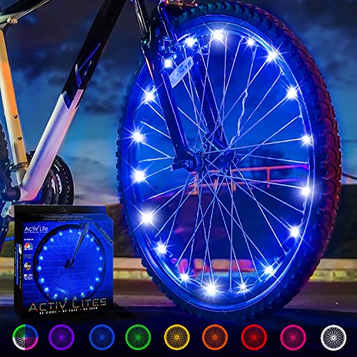 Activ Life Bike Lights, Blue, 1-Tire Pack LED Bicycle Christmas Lights for Wheels with Batteries Included, Best Christmas Stocking Stuffers for Boys, 2023 Gift Ideas, Dad and Teens Birthday Presents