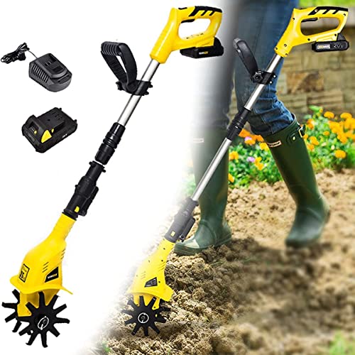 Handheld Rototiller 20V Rechargeable Electric Rototiller with Adjustable Handle for Garden Portable Cultivator