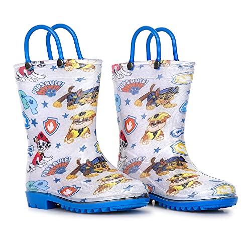 Nickelodeon Paw Patrol boys Character Printed Waterproof Easy-On Handles PVC Rain Boots (Light Blue, numeric_9)