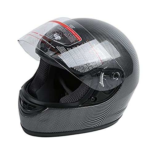 TCT-MOTORPARTS DOT Adult Motocross Helmet Carbon Fiber Flip Up Full Face Motorcycle Street Black Helmet for Women Men (Adult, Small)