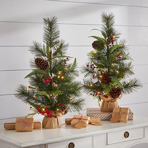 BrylaneHome 24' Pre-Lit Meri Tabletop Tree, Multi Multicolored