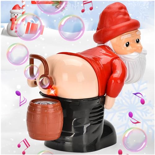 Santa Claus Bubble Maker Toy Ornaments, Funny Santa Automatic Fart Bubble Machine with Flashing Lights & Music, Christmas Bubble Blower for Outdoor & Indoor Activity (1)