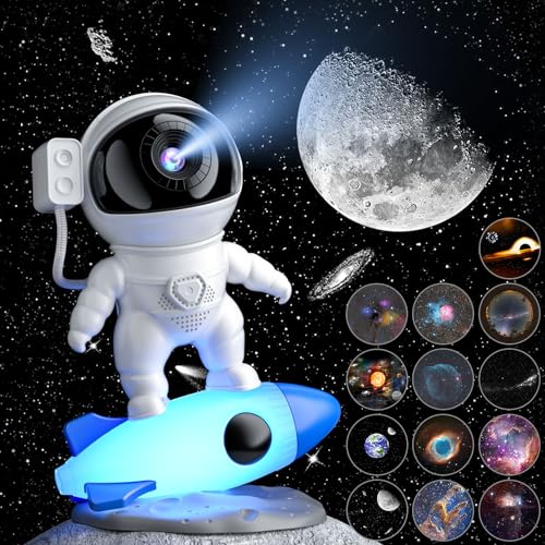 CHICLEW Astronaut Galaxy Projector with 4K 13 Film Discs, Star Projector for Bedroom, Planetarium Projector 360° Adjustable, Starry Night Light Projector for Kids