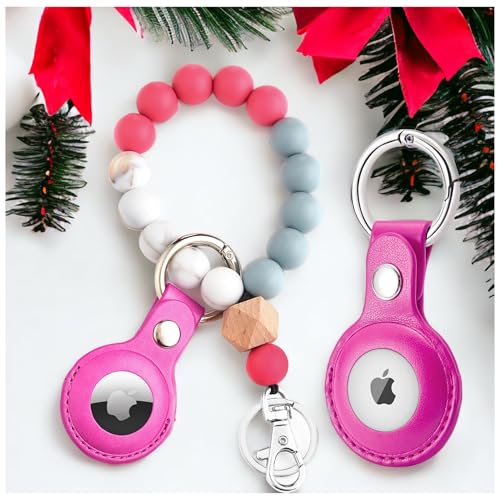 CHABAEBAE Wristlet Keychain & 2-pc Airtag Holder, Handmade Beaded Keychain Wristlet, Airtag Keychain Bracelet, Key Wristlet