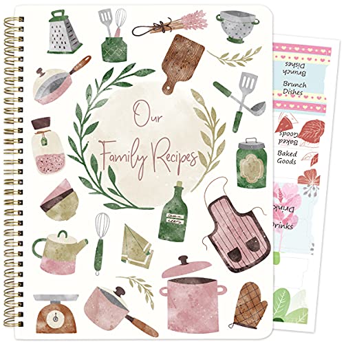 ceiba tree Recipe Book to Write in Your Own Recipes Family Blank Cookbook with Tabs Stickers 8.5' x 11' Gifts Ideas for Wife Mom Women