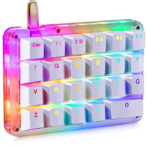 Koolertron One Handed Macro Mechanical Keyboard, Portable Mini One-Handed Mechanical Gaming Keypad 23 Fully Programmable Keys (RGB Backlit/Blue switches)