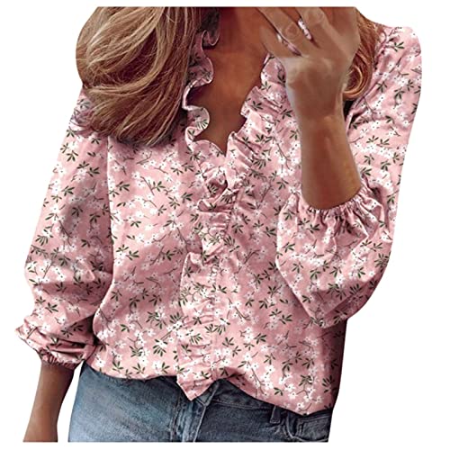 SHOWONSKY Spring Long Sleeve Crop Lady Hem Ski Casual Crewneck Polyester Ruched Plain Baggy Cool Crop Ladies Pink