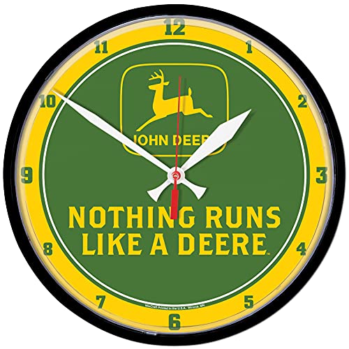 WinCraft John Deere Clock Round Nothing Runs Like A Deere Logo