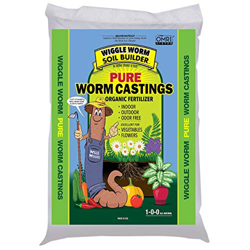 WIGGLE WORM 100% Pure Organic Worm Castings 12 Pounds - Organic Fertilizer for Houseplants, Vegetables, and More – OMRI-Listed Earthworm Castings to Help Improve Soil Fertility and Aeration