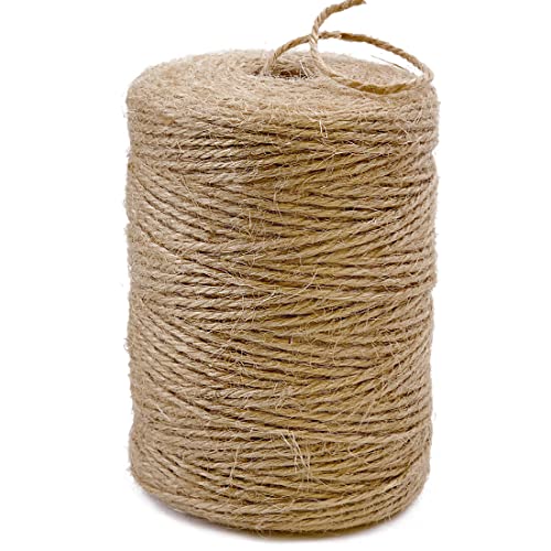 PerkHomy Natural Jute Twine 600 Feet Long Twine String for Crafts Gift Wrapping Packing Gardening Wedding Decor (Brown 2mm * 600feet)