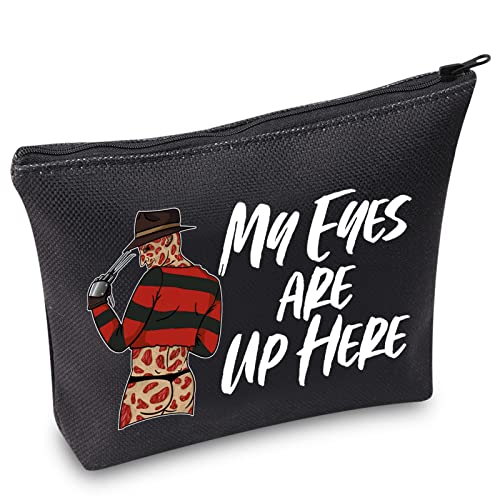 WZMPA Horror Movie Cosmetic Makeup Bag Horror Movie Inspired Gift My Eyes Are Up Here Zipper Pouch Bag For Women Girls (Eyes Up Here)