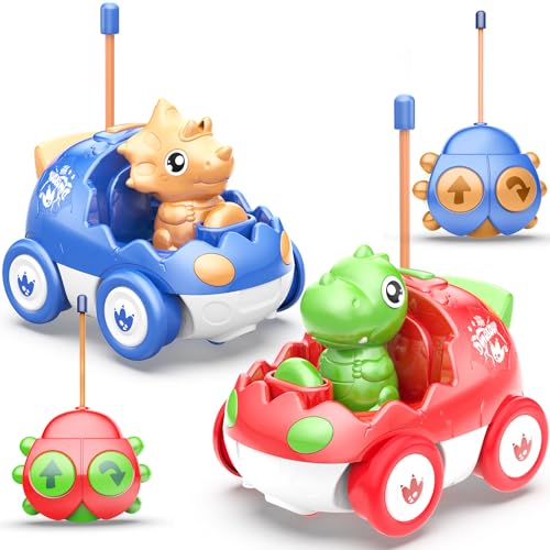 Yeaye Toddler Remote Control Car, 2 Pack RC Cars for Toddlers 18 Months, Toddler Toys for Kids Age 2 3 4 5 Years Old, Birthday Gift for Boys Girls Age 2-4 Years Old(Blue Red)