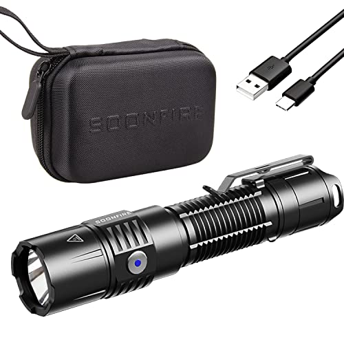 soonfire MX75 Rechargeable Tactical Flashlights with Battery, 2530 Lumens - Ultra-Compact and Super Bright for Daily Carry, Work, Camping, Hiking - Ideal for Emergency and Law Enforcement Use