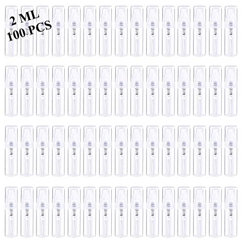 Csdtylh Mini Spray Bottles 100PCS 2ML Refillable Empty Clear Plastic Spray Bottles Perfume Mouthwash Atomizer Small Travel Size Aerosol Spray Bottle for Cleaning,Essential Oils,Toiletry