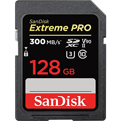 SanDisk 128GB Extreme PRO SDXC UHS-II Memory Card - C10, U3, V90, 8K, 4K, Full HD Video, SD Card - SDSDXDK-128G-GN4IN