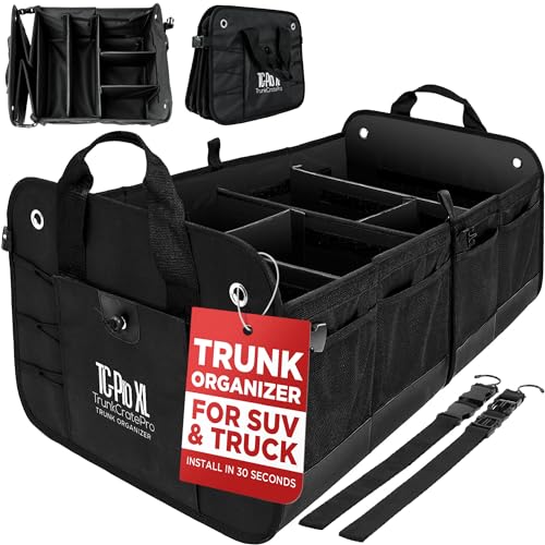 TRUNKCRATEPRO Truck Bed Organizer | Trunk Organizer for SUV, Truck, Car | Extra Large Premium Expandable Compartments Lightweight Foldable Cargo Organizer, | Suv and Truck Organizer For Heavy Loads