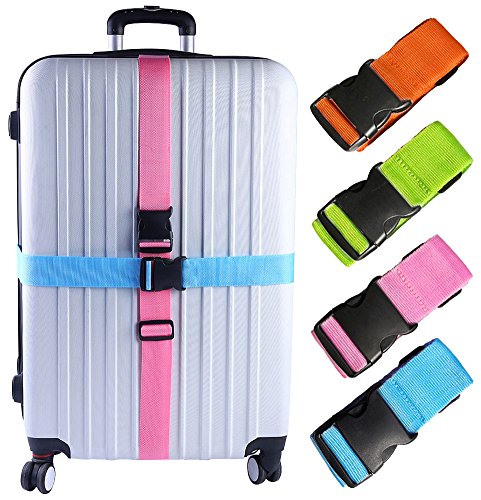 Darller 4 PCS 74'x2'Luggage Straps Suitcase Belts Wide Adjustable Packing Straps